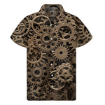 Steampunk Brass Gears And Cogs Print Men's Short Sleeve Shirt