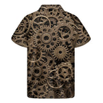 Steampunk Brass Gears And Cogs Print Men's Short Sleeve Shirt