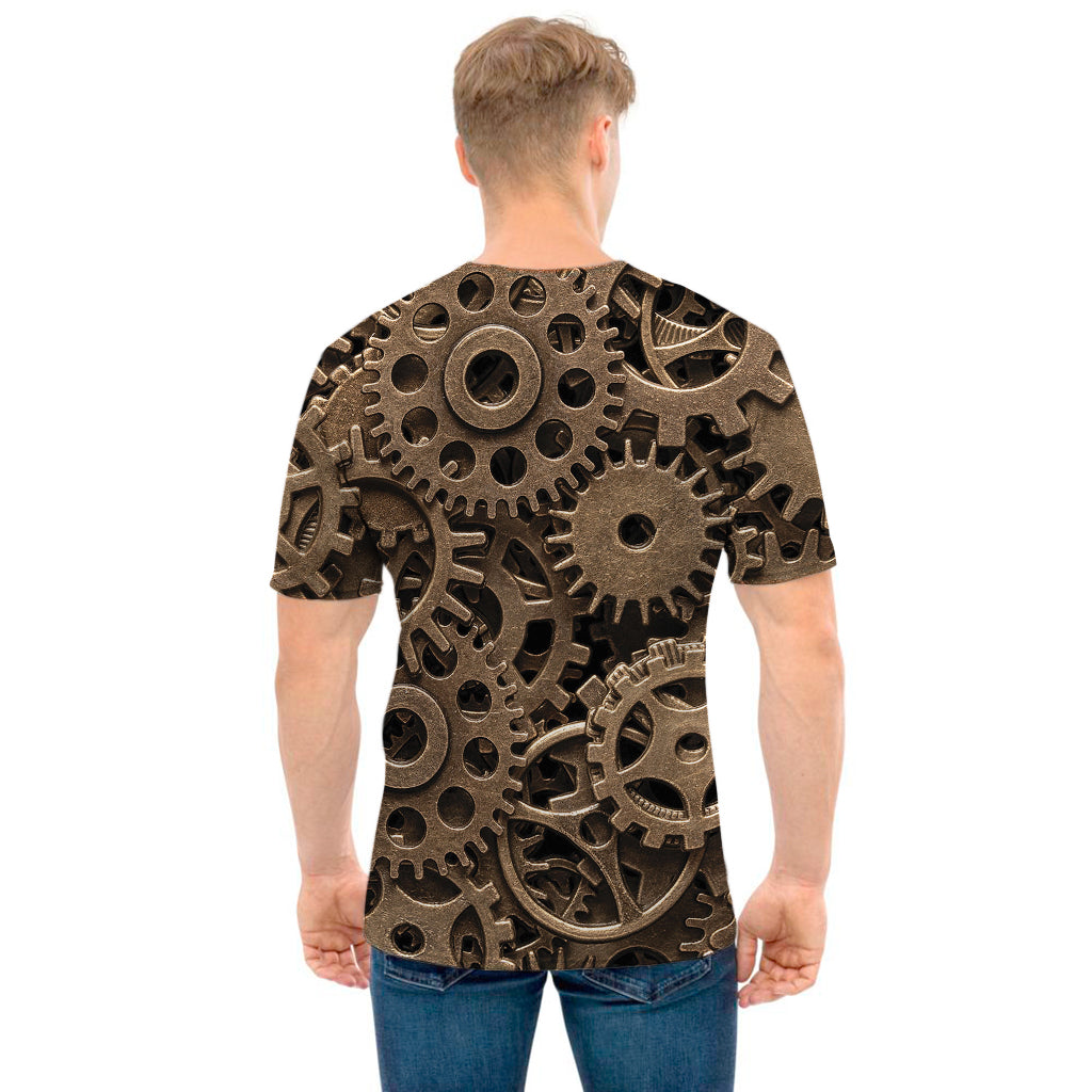 Steampunk Brass Gears And Cogs Print Men's T-Shirt