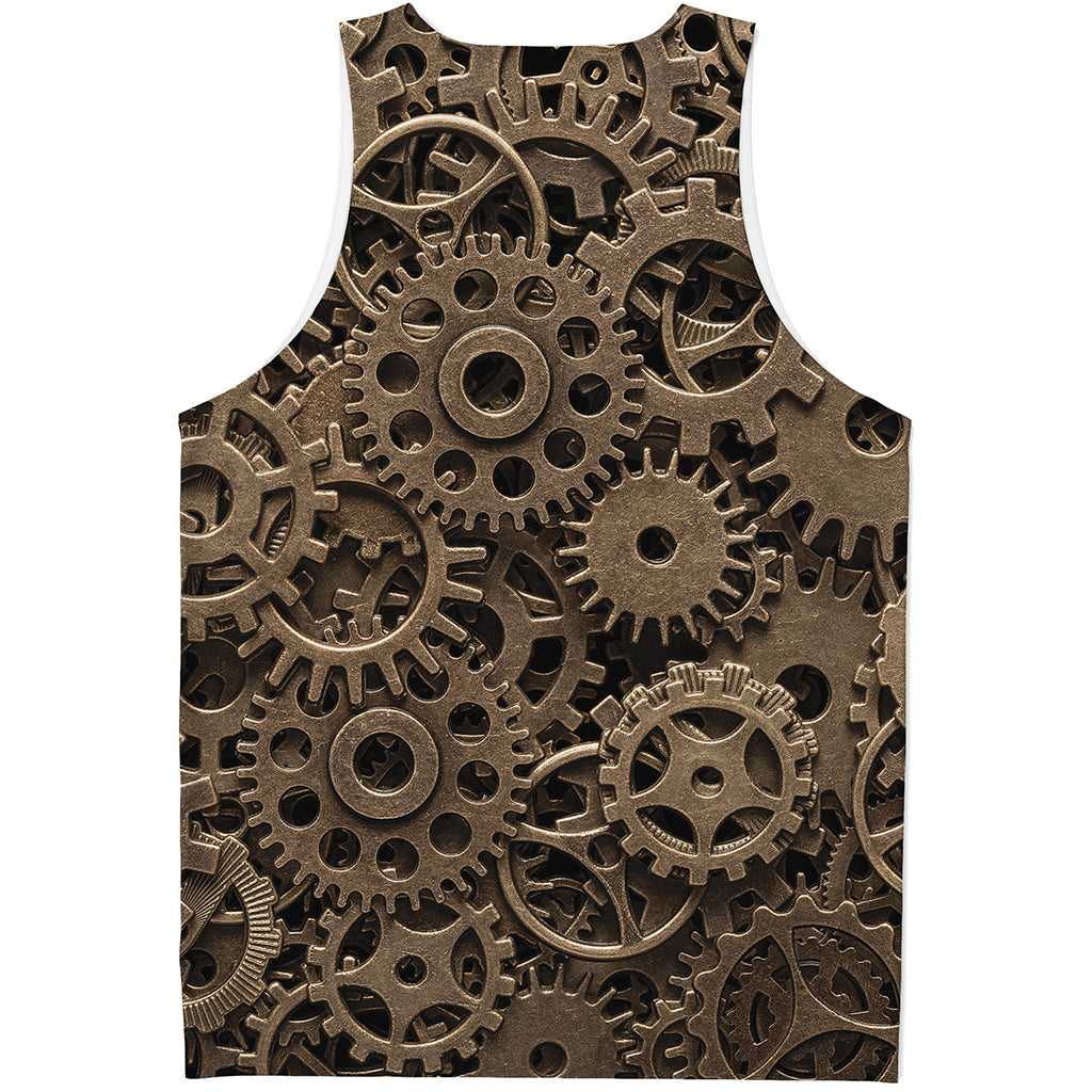 Steampunk Brass Gears And Cogs Print Men's Tank Top