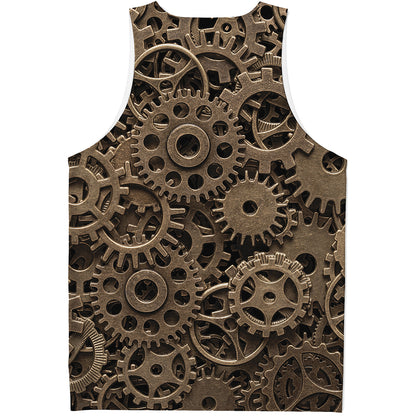 Steampunk Brass Gears And Cogs Print Men's Tank Top
