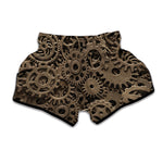 Steampunk Brass Gears And Cogs Print Muay Thai Boxing Shorts