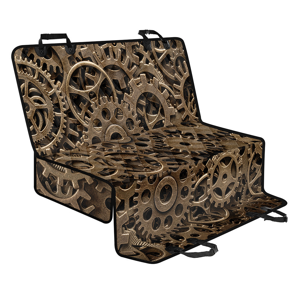 Steampunk Brass Gears And Cogs Print Pet Car Back Seat Cover