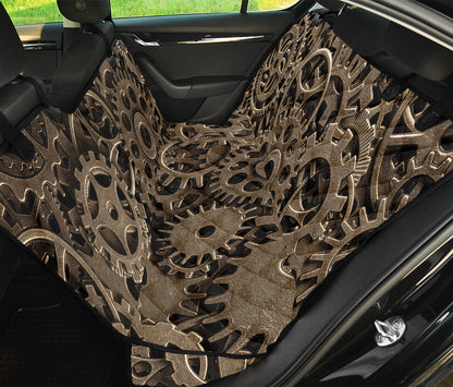 Steampunk Brass Gears And Cogs Print Pet Car Back Seat Cover