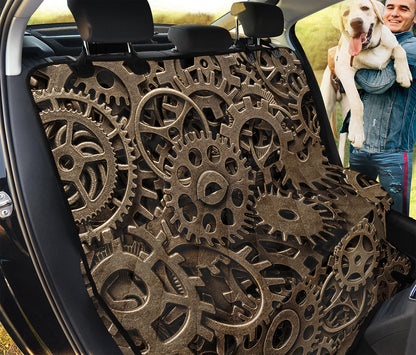 Steampunk Brass Gears And Cogs Print Pet Car Back Seat Cover
