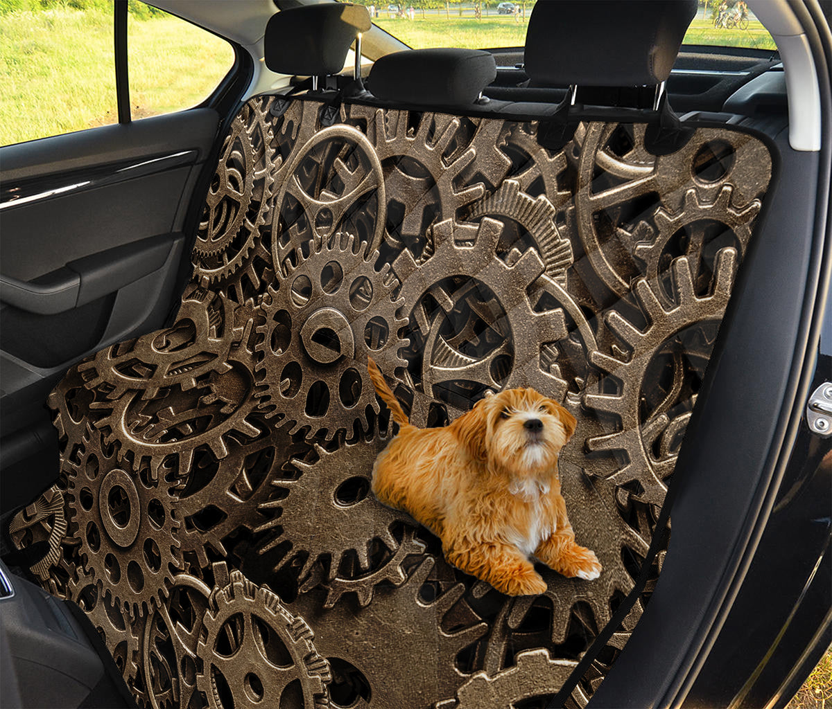 Steampunk Brass Gears And Cogs Print Pet Car Back Seat Cover