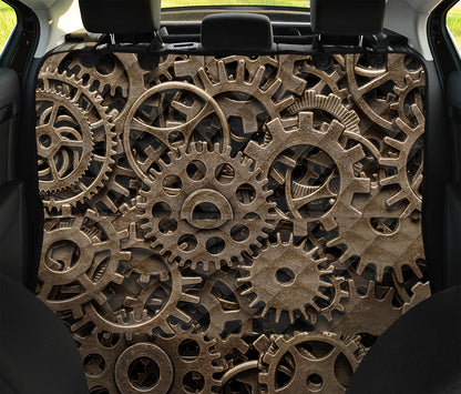 Steampunk Brass Gears And Cogs Print Pet Car Back Seat Cover