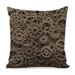 Steampunk Brass Gears And Cogs Print Pillow Cover