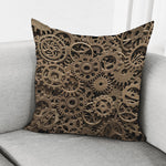 Steampunk Brass Gears And Cogs Print Pillow Cover