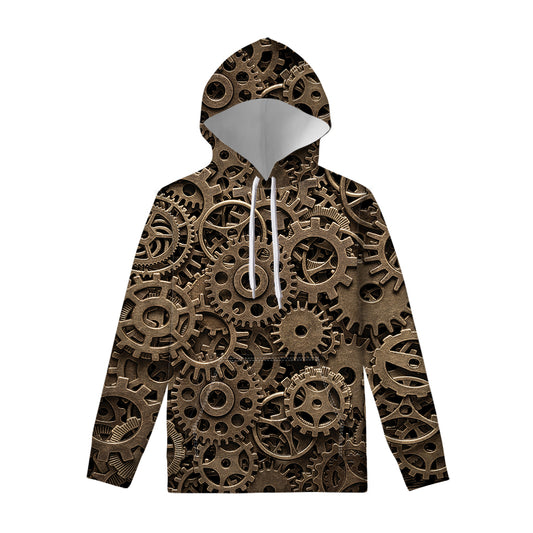 Steampunk Brass Gears And Cogs Print Pullover Hoodie
