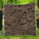 Steampunk Brass Gears And Cogs Print Quilt