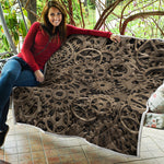 Steampunk Brass Gears And Cogs Print Quilt
