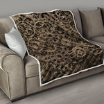 Steampunk Brass Gears And Cogs Print Quilt