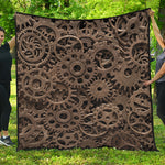 Steampunk Brass Gears And Cogs Print Quilt