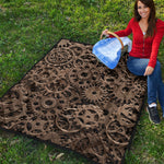 Steampunk Brass Gears And Cogs Print Quilt