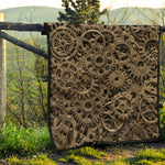 Steampunk Brass Gears And Cogs Print Quilt