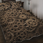 Steampunk Brass Gears And Cogs Print Quilt Bed Set