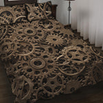 Steampunk Brass Gears And Cogs Print Quilt Bed Set