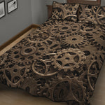 Steampunk Brass Gears And Cogs Print Quilt Bed Set