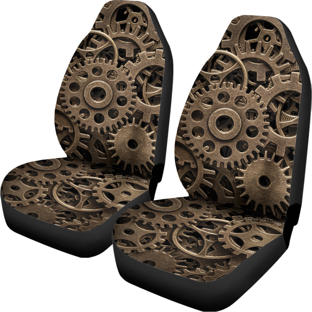 Steampunk Brass Gears And Cogs Print Universal Fit Car Seat Covers