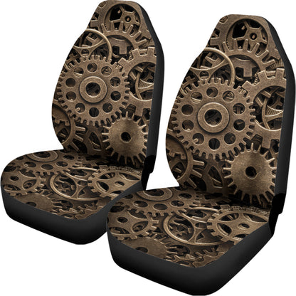 Steampunk Brass Gears And Cogs Print Universal Fit Car Seat Covers