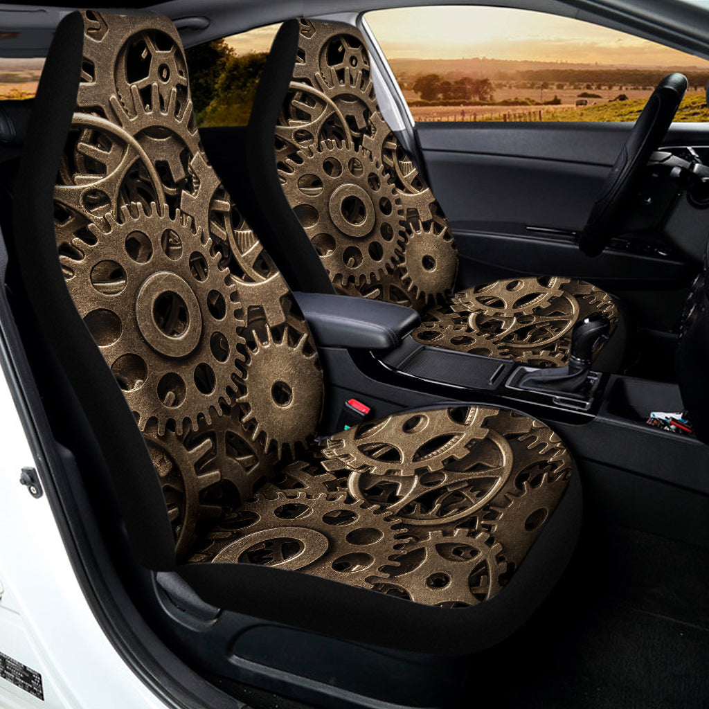Steampunk Brass Gears And Cogs Print Universal Fit Car Seat Covers