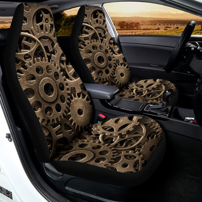 Steampunk Brass Gears And Cogs Print Universal Fit Car Seat Covers