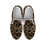 Steampunk Brass Gears And Cogs Print White Slip On Shoes