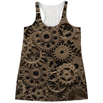 Steampunk Brass Gears And Cogs Print Women's Racerback Tank Top