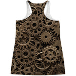 Steampunk Brass Gears And Cogs Print Women's Racerback Tank Top