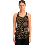Steampunk Brass Gears And Cogs Print Women's Racerback Tank Top