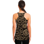 Steampunk Brass Gears And Cogs Print Women's Racerback Tank Top