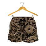 Steampunk Brass Gears And Cogs Print Women's Shorts