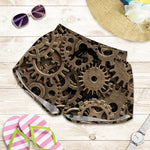 Steampunk Brass Gears And Cogs Print Women's Shorts