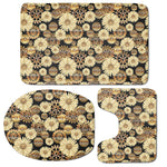 Steampunk Chamomile Pattern Print 3 Piece Bath Mat Set