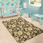 Steampunk Chamomile Pattern Print Area Rug
