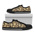 Steampunk Chamomile Pattern Print Black Low Top Sneakers