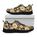Steampunk Chamomile Pattern Print Black Running Shoes