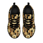 Steampunk Chamomile Pattern Print Black Sneakers