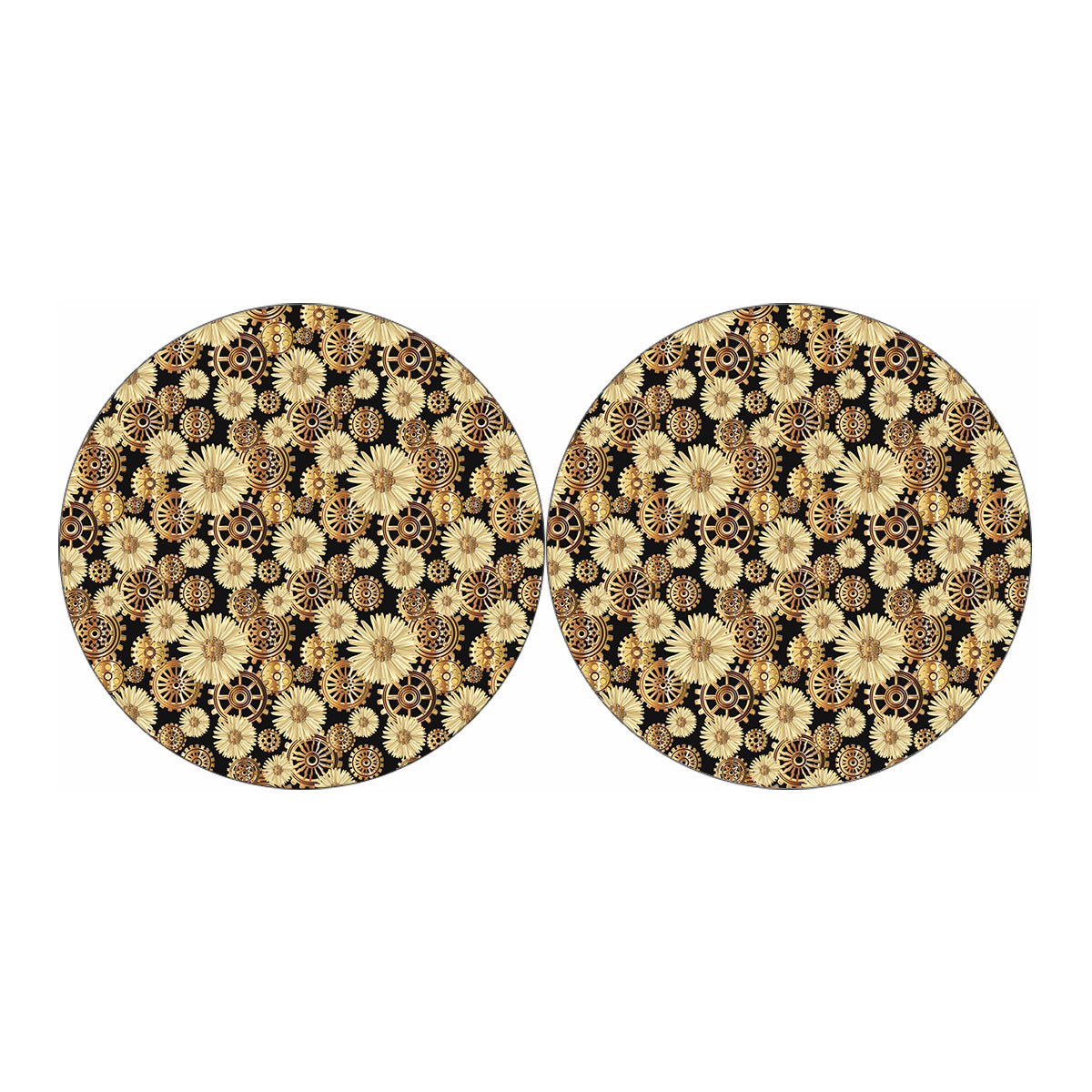 Steampunk Chamomile Pattern Print Car Coasters