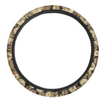 Steampunk Chamomile Pattern Print Car Steering Wheel Cover