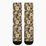 Steampunk Chamomile Pattern Print Crew Socks
