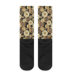 Steampunk Chamomile Pattern Print Crew Socks
