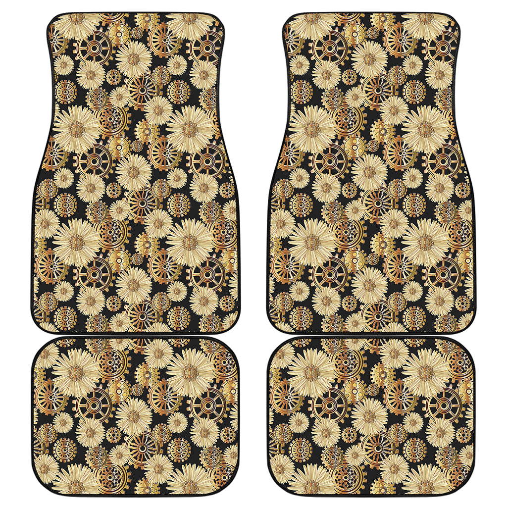 Steampunk Chamomile Pattern Print Front and Back Car Floor Mats