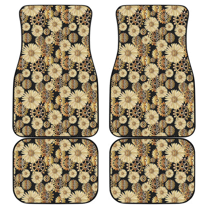 Steampunk Chamomile Pattern Print Front and Back Car Floor Mats