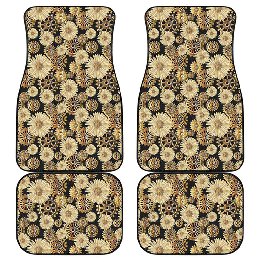 Steampunk Chamomile Pattern Print Front and Back Car Floor Mats