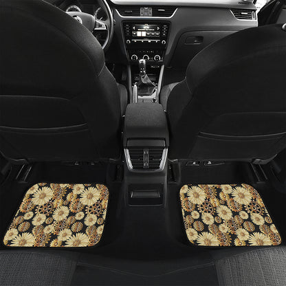 Steampunk Chamomile Pattern Print Front and Back Car Floor Mats