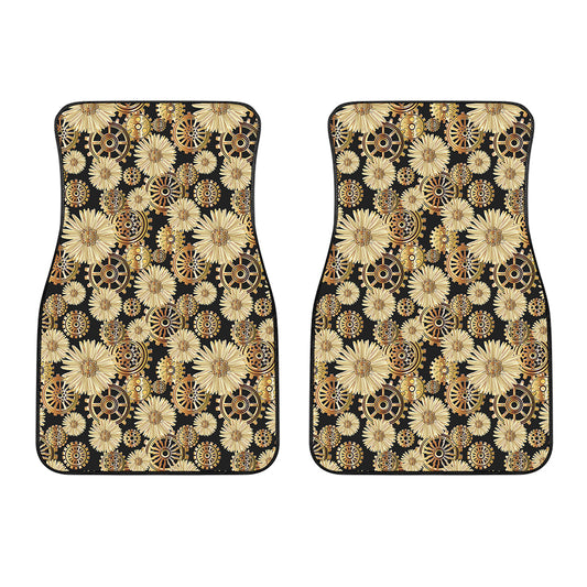 Steampunk Chamomile Pattern Print Front Car Floor Mats