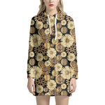 Steampunk Chamomile Pattern Print Hoodie Dress