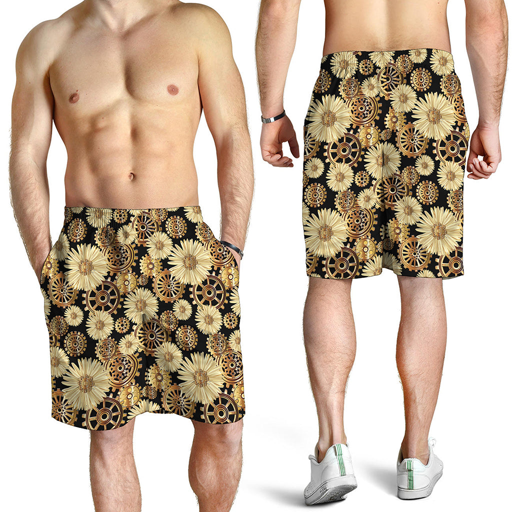 Steampunk Chamomile Pattern Print Men's Shorts